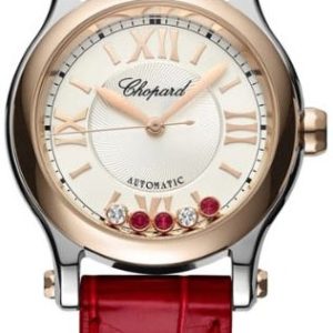 Chopard Damklocka 278573-6026 Happy Sport Silverfärgad/Läder ⌀30 mm