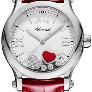 Chopard Damklocka 278582-3005 Happy Sport Silverfärgad/Läder Ø36 mm