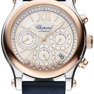 Chopard Damklocka 278615-6001 Happy Sport Silverfärgad/Läder ⌀40 mm