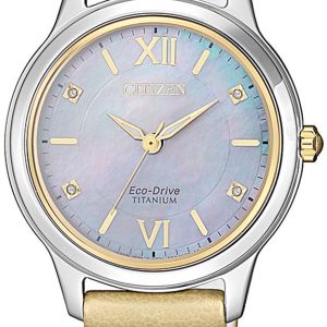 Citizen Damklocka EM0724-17Y Eco Drive 180 Rosa/Läder ⌀30 mm