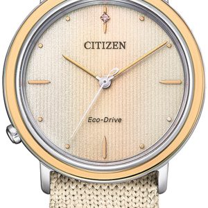 Citizen Damklocka EM1006-40A Eco Drive Brun/Textil ⌀34 mm