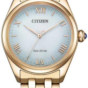 Citizen Damklocka EM1143-81X Eco Drive Blå/Guldtonat stål ⌀33 mm