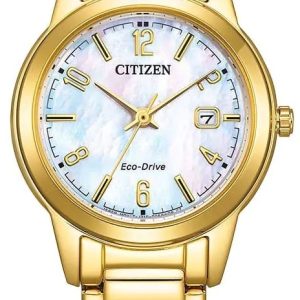 Citizen Damklocka FE1242-78D Eco Drive Vit/Guldtonat stål ⌀29.4 mm