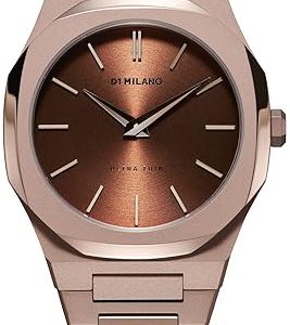 D1 Milano Damklocka UTBL15 Ultra Thin Brun/Roséguldstonat stål Ø34