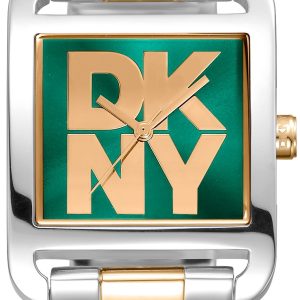 DKNY Damklocka DK1L001M0065 City Maxi Grön/Guldtonat stål 37x29 mm
