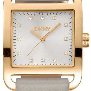 DKNY Damklocka DK1L004L0025 City Midi Silverfärgad/Läder 35x27 mm