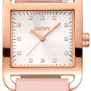 DKNY Damklocka DK1L004L0035 City Midi Silverfärgad/Läder 35x27 mm