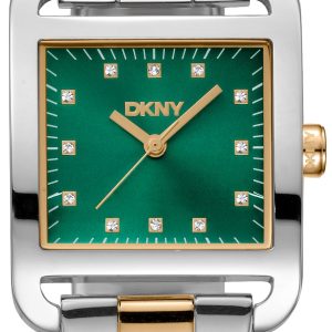 DKNY Damklocka DK1L004M0075 City Midi Grön/Guldtonat stål 35x27 mm