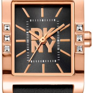 DKNY Damklocka DK1L008L0035 Westside Glitz Svart/Läder 30x22 mm