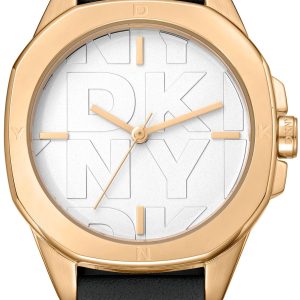 DKNY Damklocka DK1L012L0025 Brooklyn Midi Vit/Läder ⌀34 mm