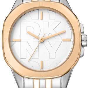 DKNY Damklocka DK1L012M0085 Brooklyn Midi Vit/Guldtonat stål ⌀34 mm