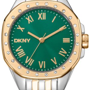 DKNY Damklocka DK1L013M0095 Brooklyn Mini Grön/Guldtonat stål Ø30