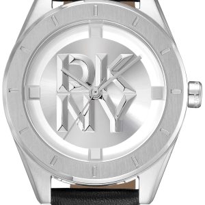 DKNY Damklocka DK1L016L0015 Chambers Midi Silverfärgad/Läder ⌀34 mm