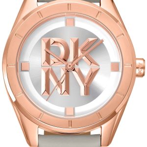 DKNY Damklocka DK1L016L0035 Chambers Midi Silverfärgad/Läder ⌀34 mm