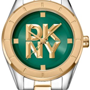 DKNY Damklocka DK1L016M0095 Chambers Midi Grön/Guldtonat stål ⌀34