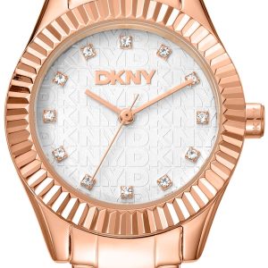 DKNY Damklocka DK1L017M0065 Chambers Glitz Vit/Roséguldstonat stål