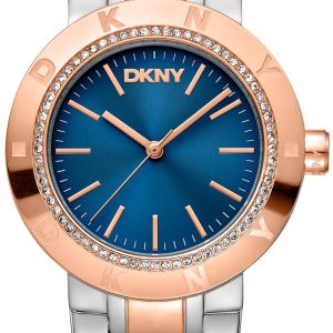 DKNY Damklocka DK1L023M0075 Eastside Logo Blå/Roséguldstonat stål