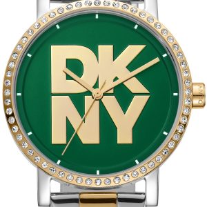 DKNY Damklocka DK1L035M0085 Soho Logo Grön/Guldtonat stål Ø36 mm