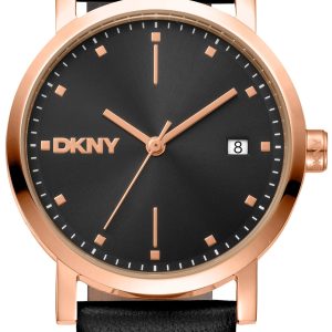DKNY Damklocka DK1L036L0035 Soho Midi Svart/Läder ⌀34 mm