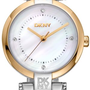 DKNY Damklocka DK1L043M0075 Essential Mini Vit/Guldtonat stål Ø28 mm