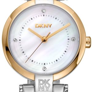 DKNY Damklocka DK1L043M0075 Essential Mini Vit/Guldtonat stål Ø28 mm