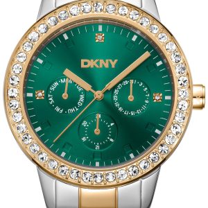 DKNY Damklocka DK1L055M0075 Parsons Multi Glitz Grön/Guldtonat stål