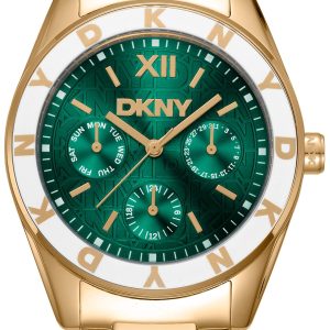 DKNY Damklocka DK1L073M0035 Downtown Multi Sport Grön/Guldtonat