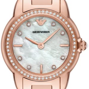 Emporio Armani Damklocka AR11671 Mia Vit/Roséguldstonat stål Ø26 mm