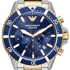 Emporio Armani Herrklocka AR11362 World Explorer Blå/Guldtonat stål