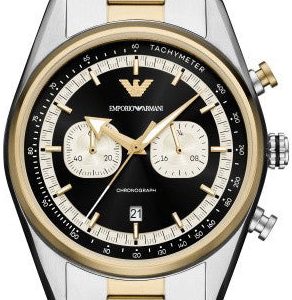 Emporio Armani Herrklocka AR11678 Racer Svart/Gulguldtonat stål Ø42