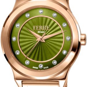 Ferrè Milano Damklocka FM1L125M0271 Grön/Roséguldstonat stål ⌀34