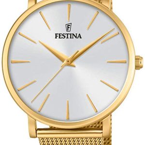 Festina Damklocka F20476-1 Vit/Gulguldtonat stål ⌀38 mm