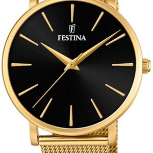 Festina Damklocka F20476-2 Svart/Gulguldtonat stål ⌀38 mm