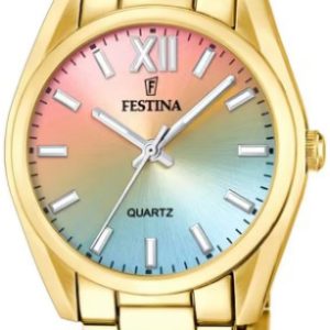 Festina Damklocka F20640-7 Boyfriend Flerfärgad/Gulguldtonat stål