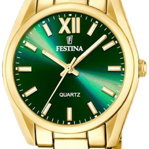 Festina Damklocka F20640-9 Boyfriend Grön/Gulguldtonat stål ⌀36.8