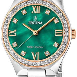 Festina Damklocka F20658-3 Solar Energy Grön/Stål ⌀35 mm