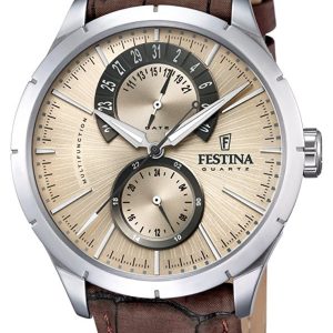 Festina Herrklocka F16573-9 Silverfärgad/Läder ⌀44 mm