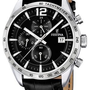 Festina Herrklocka F16760-4 Sport Svart/Läder ⌀44 mm