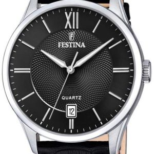 Festina Herrklocka F20426-3 Classic Svart/Läder ⌀43 mm