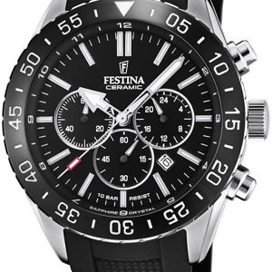 Festina Herrklocka F20515-2 Ceramic Svart/Gummi ⌀44 mm