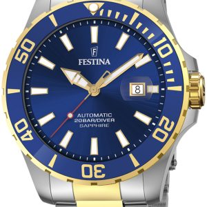 Festina Herrklocka F20532-1 Diver Blå/Gulguldtonat stål ⌀44 mm