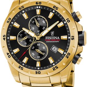 Festina Herrklocka F20541-4 Chrono Bike Svart/Gulguldtonat stål