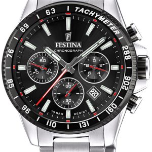 Festina Herrklocka F20560-6 Timeless Svart/Stål ⌀45 mm