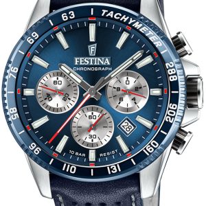 Festina Herrklocka F20561-2 Timeless Blå/Läder ⌀45 mm