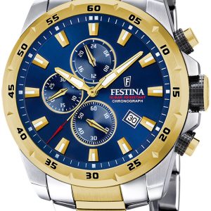 Festina Herrklocka F20562-2 Sport Blå/Gulguldtonat stål ⌀45.5 mm