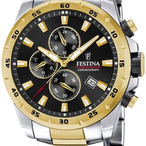 Festina Herrklocka F20562-4 Sport Svart/Gulguldtonat stål ⌀45.5 mm
