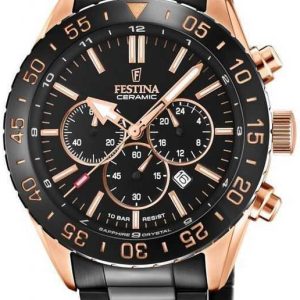 Festina Herrklocka F20578-1 Ceramic Svart/Stål ⌀44 mm