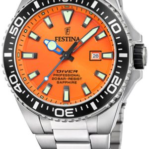 Festina Herrklocka F20663-4 Diver Orange/Stål ⌀45.7 mm