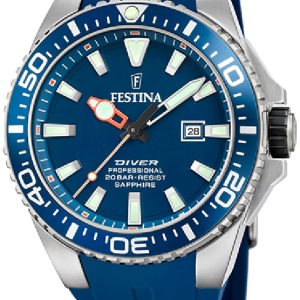 Festina Herrklocka F20664-1 The Original Diver Blå/Gummi ⌀45.7 mm