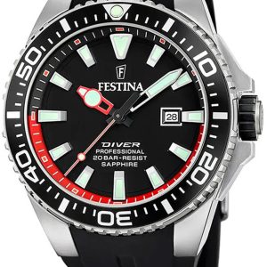 Festina Herrklocka F20664-3 The Original Diver Svart/Gummi ⌀45.7 mm